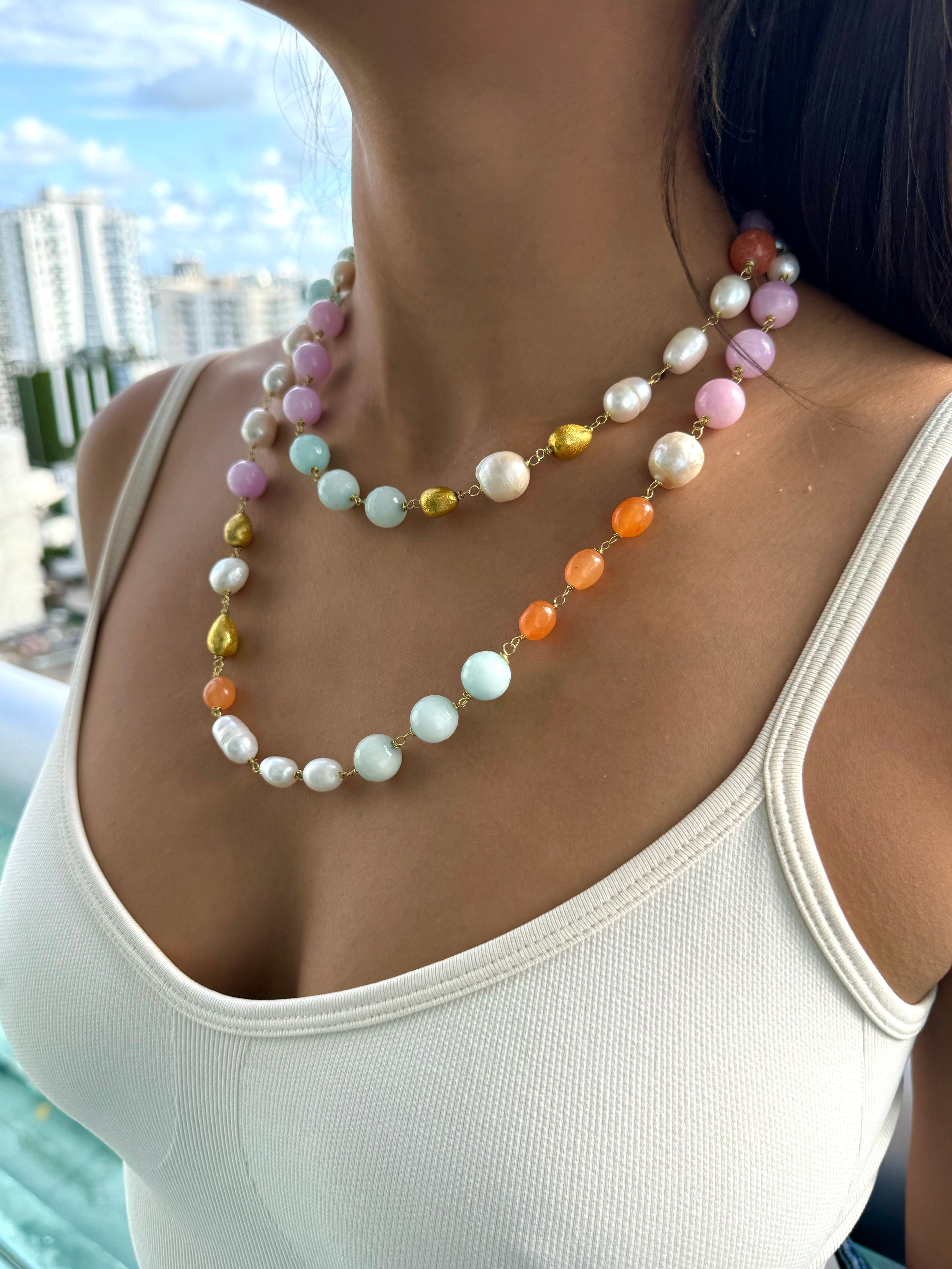 Double strand multi colored necklace