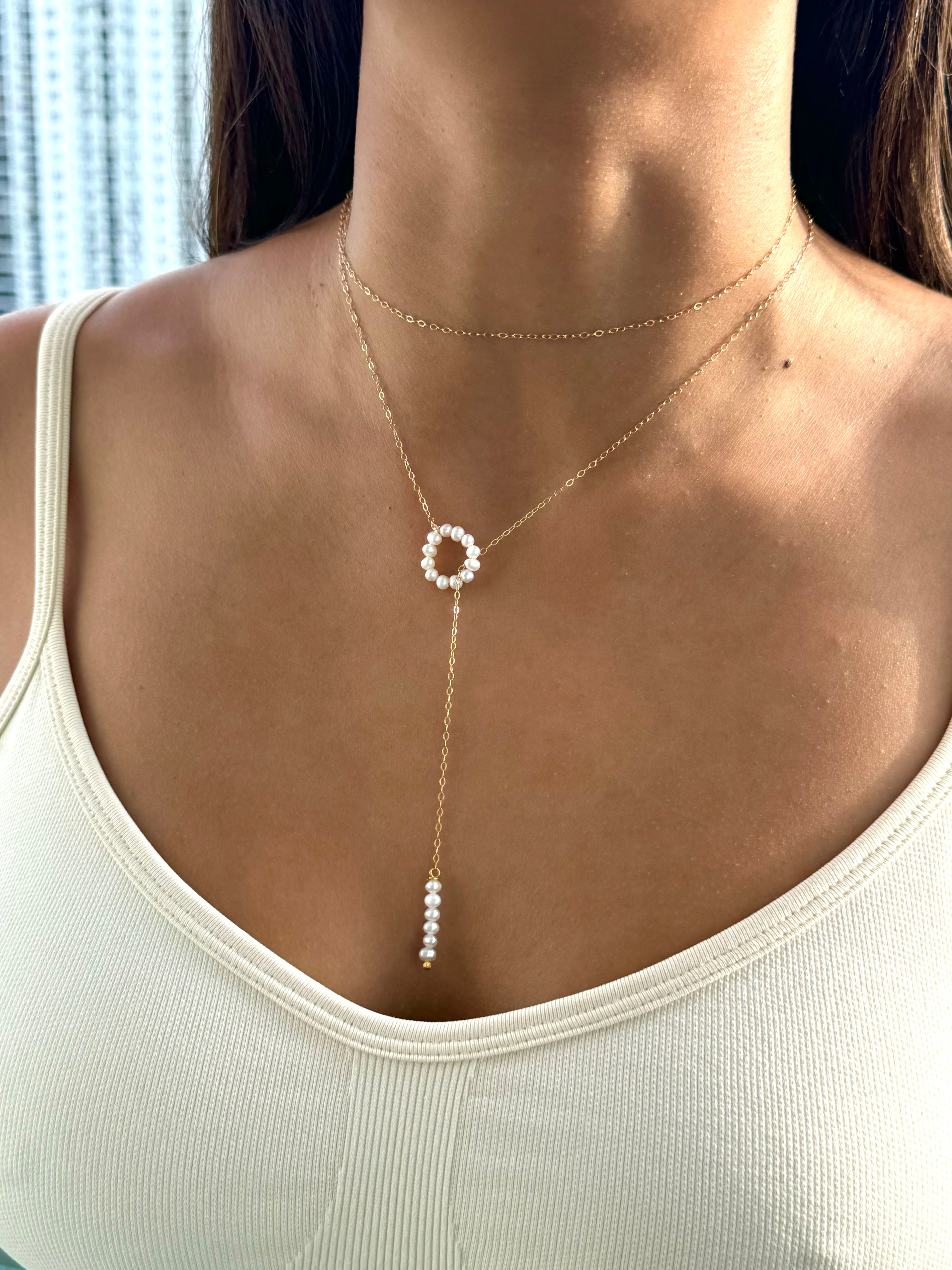 14k gold filled lariat necklace