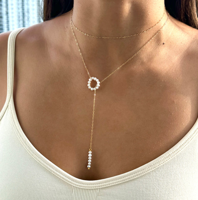 14k gold filled lariat necklace