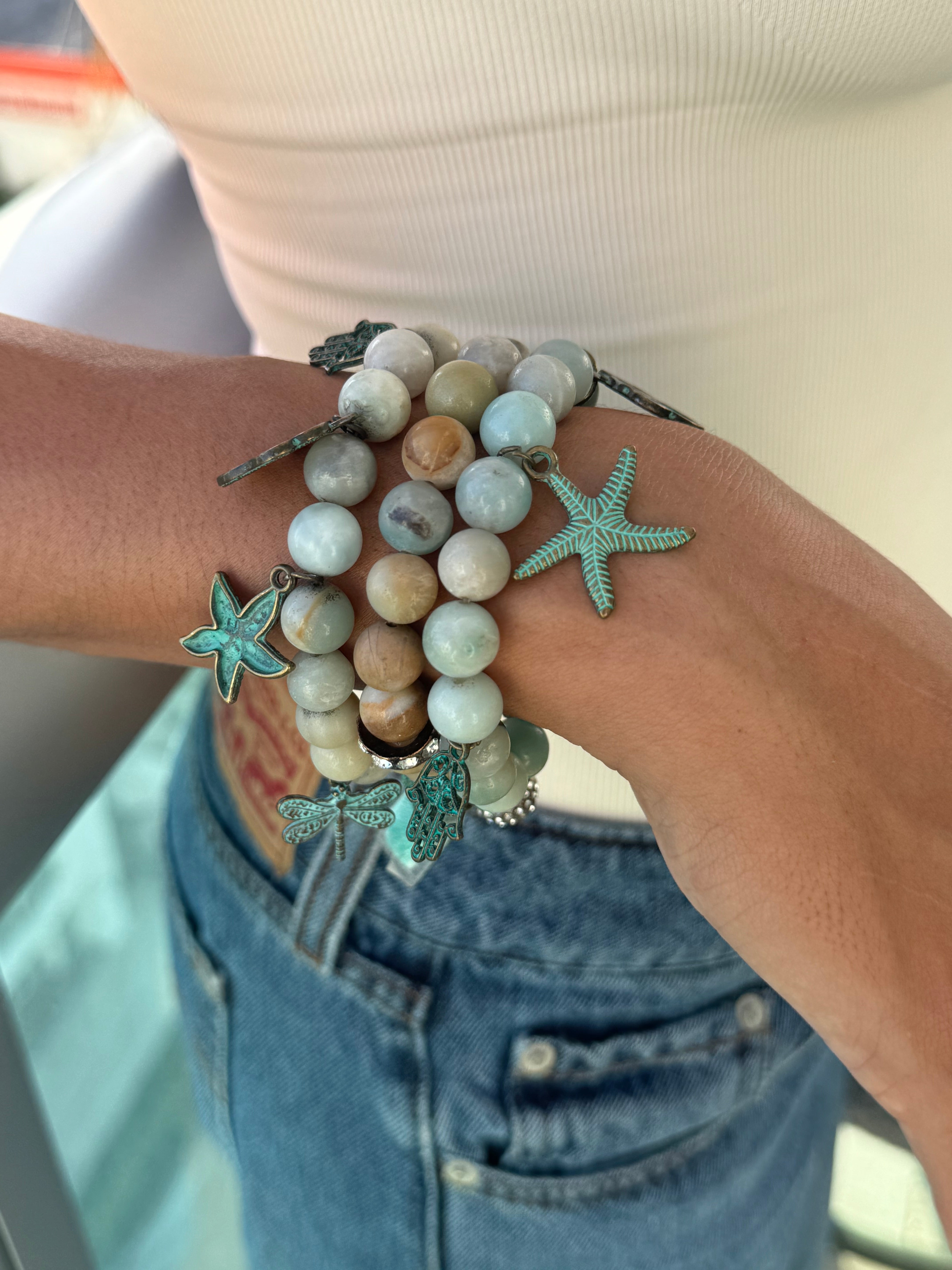 Amazonite stackable stretch bracelets