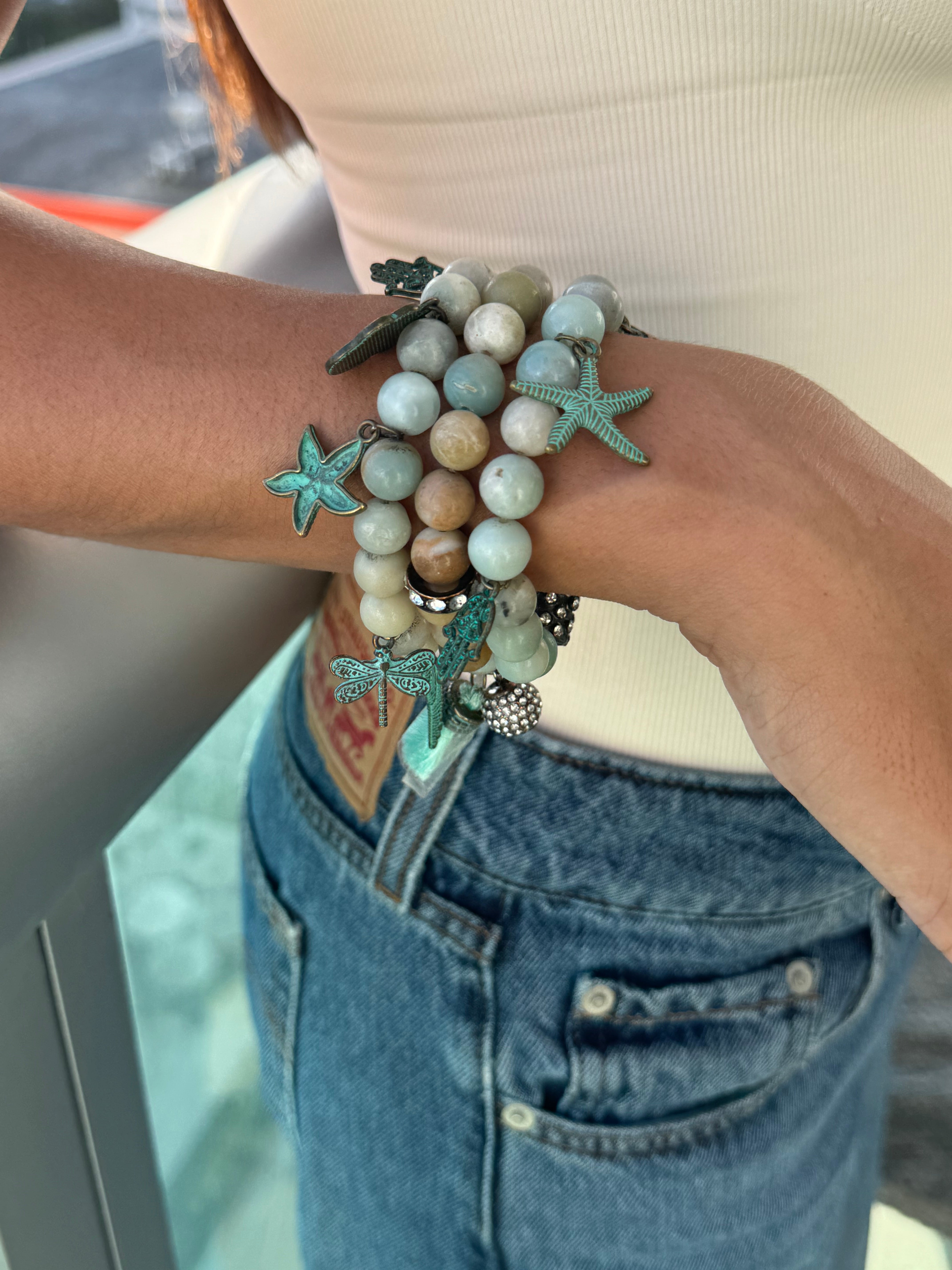 Amazonite stackable stretch bracelets