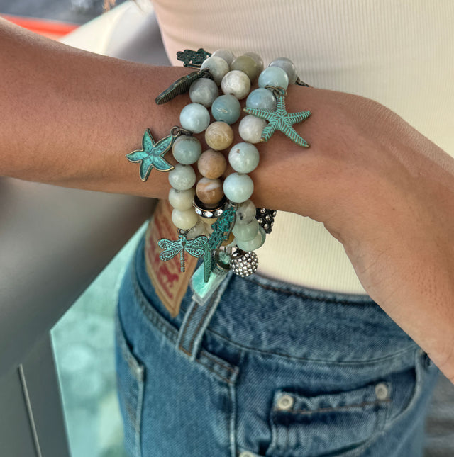 Amazonite stackable stretch bracelets