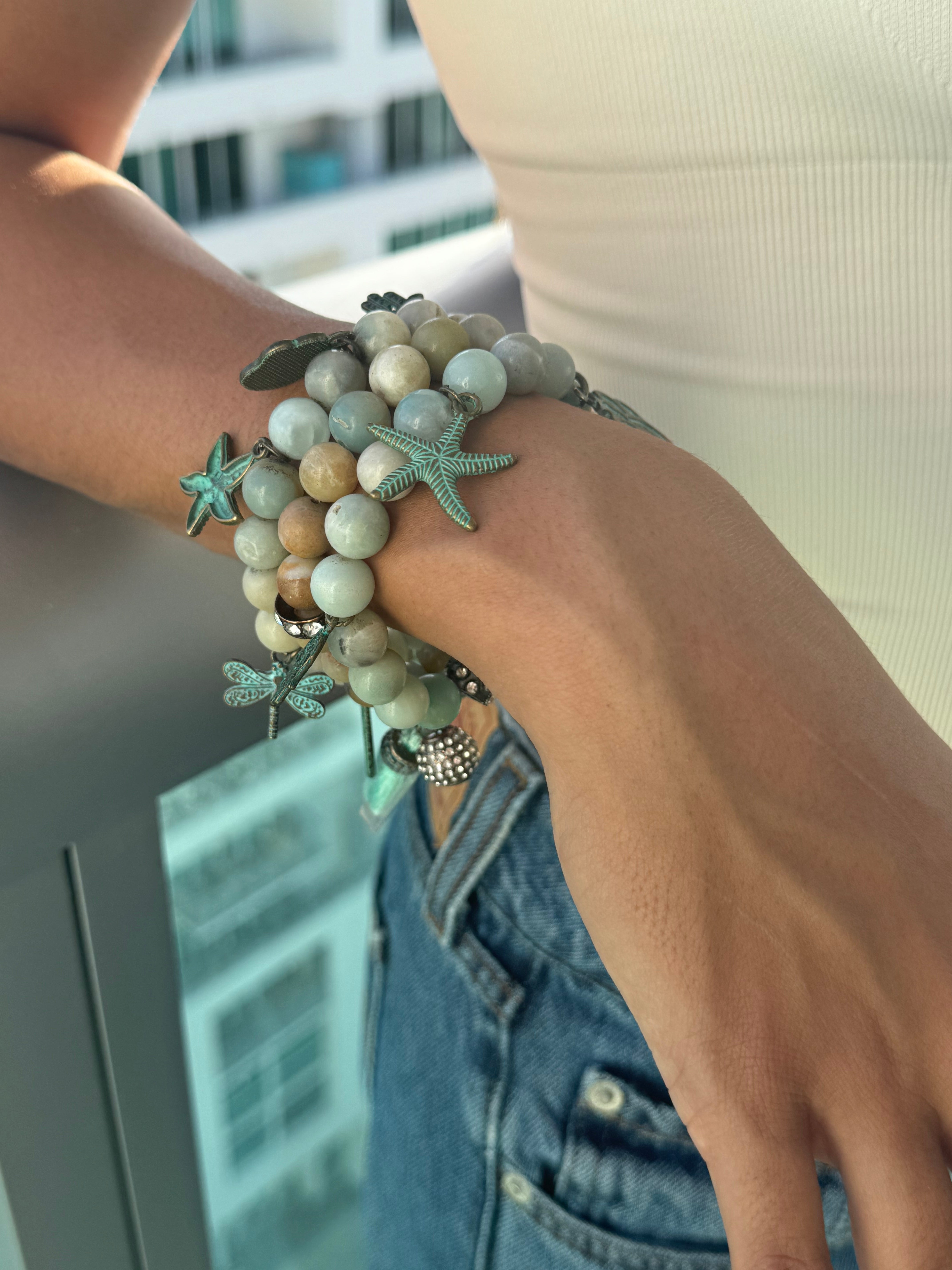 Amazonite stackable stretch bracelets