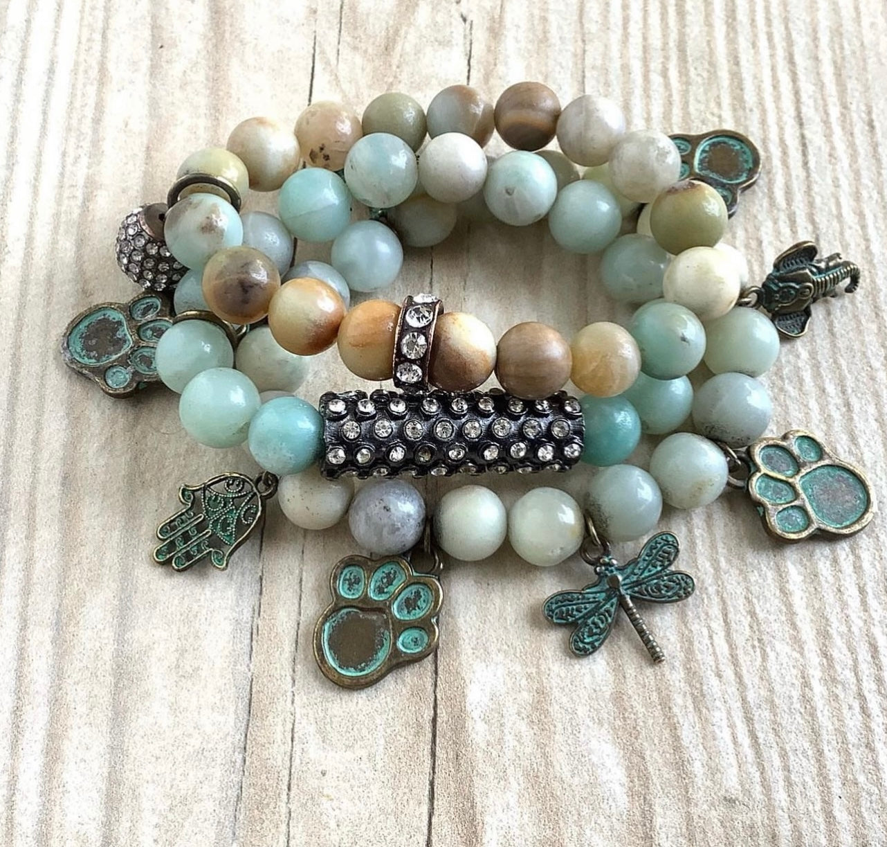 Amazonite stackable stretch bracelets